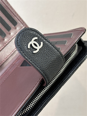 Chanel Snap Wallet Grained Calfskin Silver Tone Metal Black A48667