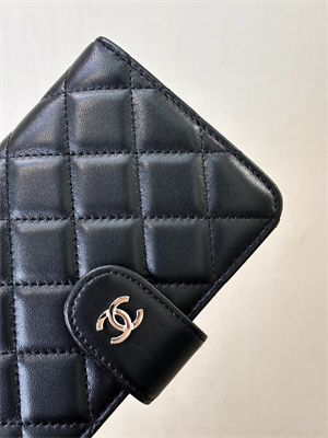 Chanel Snap Wallet Lambskin Silver Tone Metal Black A48667