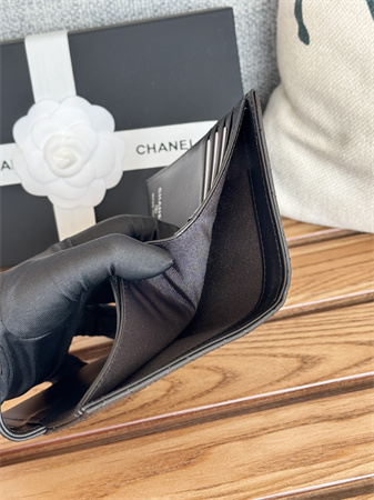 Chanel Passport Holder In Black Calfskin Gold Tone Metal AP3658