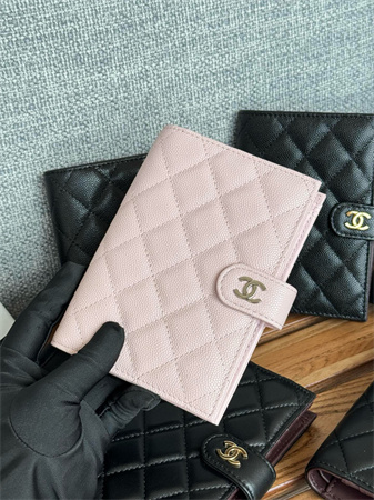 Chanel Passport Holder In Grained Calfskin Silver Tone Metal Pink AP3658