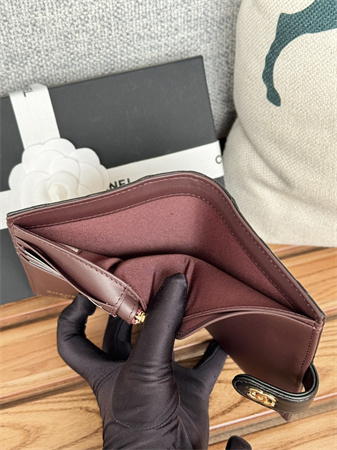 Chanel Passport Holder In Lambskin Gold Tone Metal Black AP3658