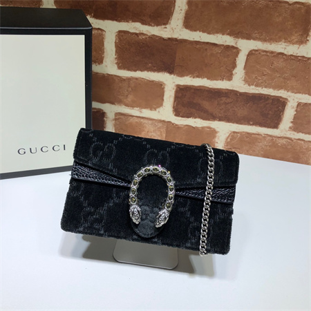 Gu.cci Dionysus Super Mini Bag Black Velvet & Leather 476432