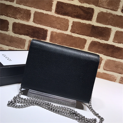 Gu.cci Dionysus GG Supreme chain wallet Black Leather 401231