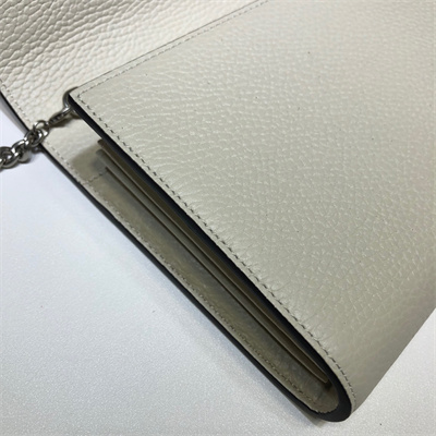 Gu.cci Dionysus GG Supreme chain wallet Cream Leather 401231