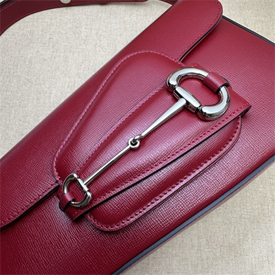 Gu.cci Horsebit 1955 Small Shoulder Bag Burgundy Leather 764155