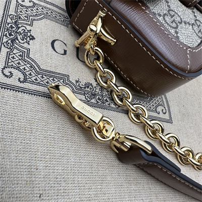 Gu.cci Horsebit 1955 Mini Shoulder Bag GG Canvas Brown 774209