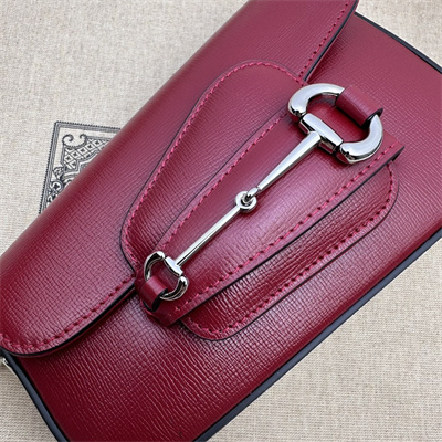 Gu.cci Horsebit 1955 Mini Shoulder Bag Burgundy Leather 774209