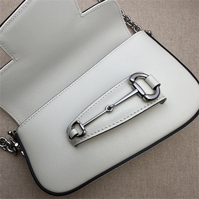 Gu.cci Horsebit 1955 Mini Shoulder Bag White Leather 774209