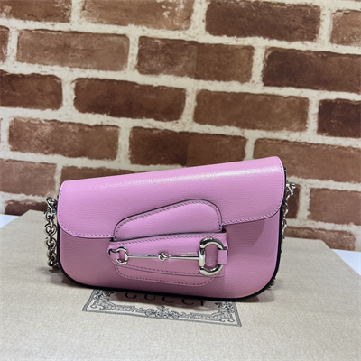 Gu.cci Horsebit 1955 Mini Shoulder Bag Pink Leather 774209