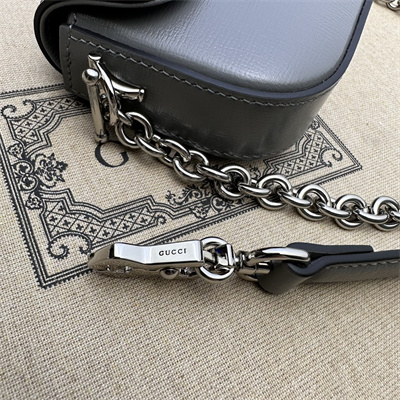 Gu.cci Horsebit 1955 Mini Shoulder Bag Grey Leather 774209