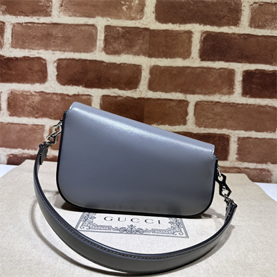 Gu.cci Horsebit 1955 Mini Shoulder Bag Grey Leather 774209