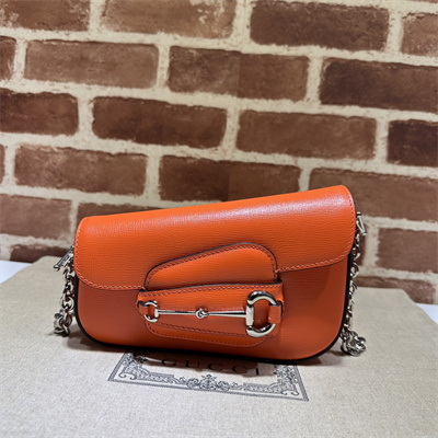 Gu.cci Horsebit 1955 Mini Shoulder Bag Orange Leather 774209