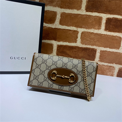 Gu.cci Horsebit 1955 Wallet With Chain GG Supreme Canvas 621892