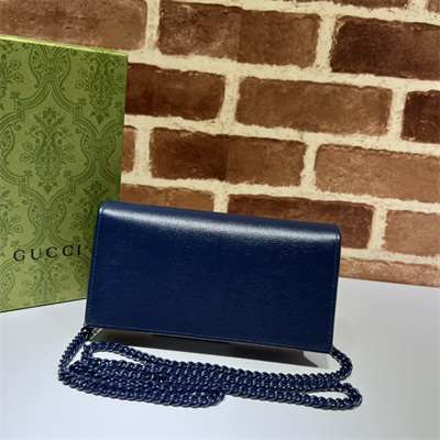 Gu.cci Horsebit 1955 Wallet With Chain Navy Leather 621892