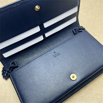 Gu.cci Horsebit 1955 Wallet With Chain Navy Leather 621892