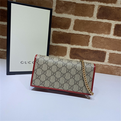 Gu.cci Horsebit 1955 Wallet With Chain GG Supreme Canvas 621892