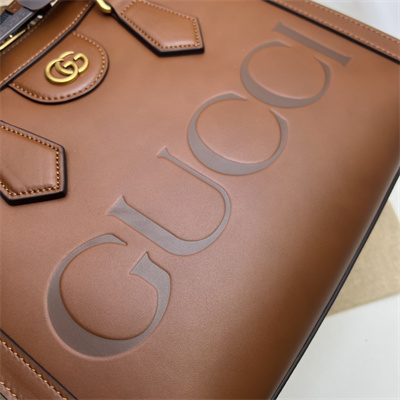 Gu.cci Diana Small Tote Bag Brown Leather With Gucci Printing 660195