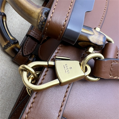 Gu.cci Diana Small Tote Bag Brown Leather With Gucci Printing 660195