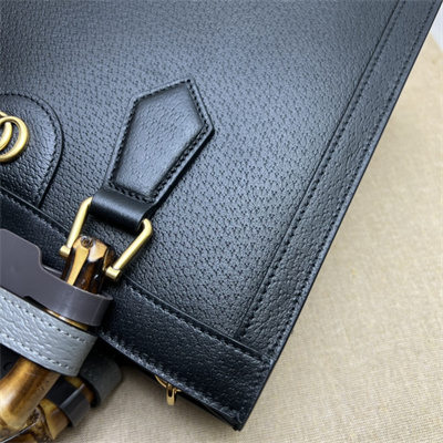 Gu.cci Diana Small Tote Bag Black Leather 2 Straps 702721