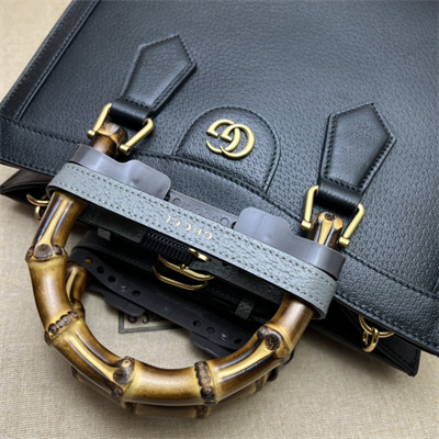 Gu.cci Diana Small Tote Bag Black Leather 2 Straps 702721