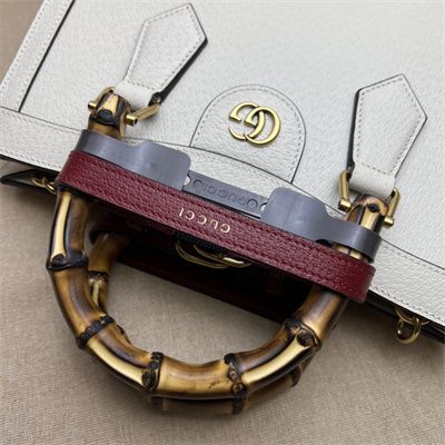 Gu.cci Diana Small Tote Bag White Canvas 2 Straps 702721