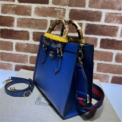 Gu.cci Diana Small Tote Bag Blue Leather 2 Straps 702721