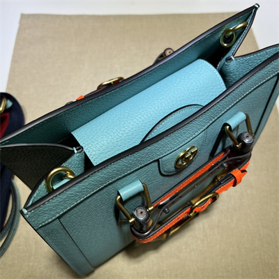 Gu.cci Diana Small Tote Bag Blue Leather 2 Straps 702721