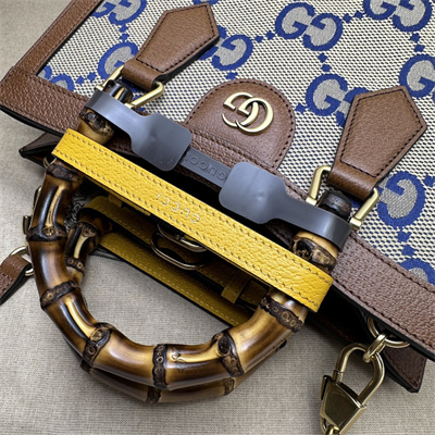 Gu.cci Diana Blue Jumbo GG Small Tote Bag 2 Straps 702721