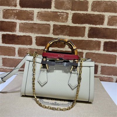 Gu.cci Diana Small Shoulder Bag White Leather 735153