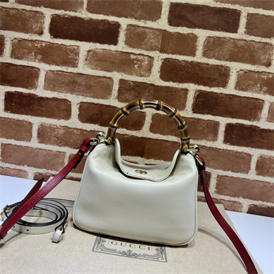 Gu.cci Diana Small Shoulder Bag White Leather 746251