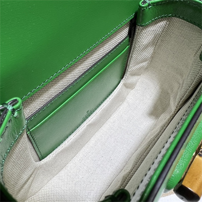 Gu.cci Bamboo 1947 Mini Top Handle Bag Green Leather 686864