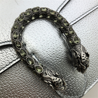 Gu.cci Dionysus Small Rectangular Bag Silver Leather 499623