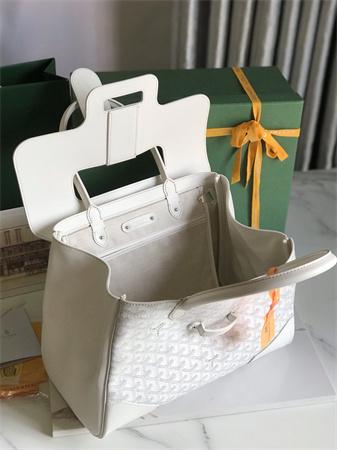 Goyard Saigon Tote Bag Goyardine Canvas & Chevroches Calfskin White