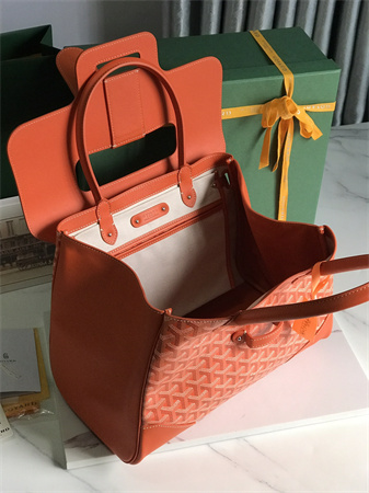Goyard Saigon Tote Bag Goyardine Canvas & Chevroches Calfskin Orange