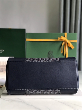 Goyard Saigon Tote Bag Goyardine Canvas & Chevroches Calfskin Navy Blue