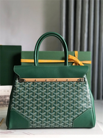 Goyard Saigon Tote Bag Goyardine Canvas & Chevroches Calfskin Green
