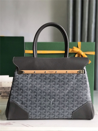 Goyard Saigon Tote Bag Goyardine Canvas & Chevroches Calfskin Grey