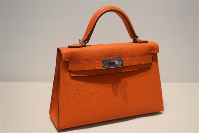 Kelly Mini II Bag Epsom Leather Gold/Silver Hardware In Orange Color HS
