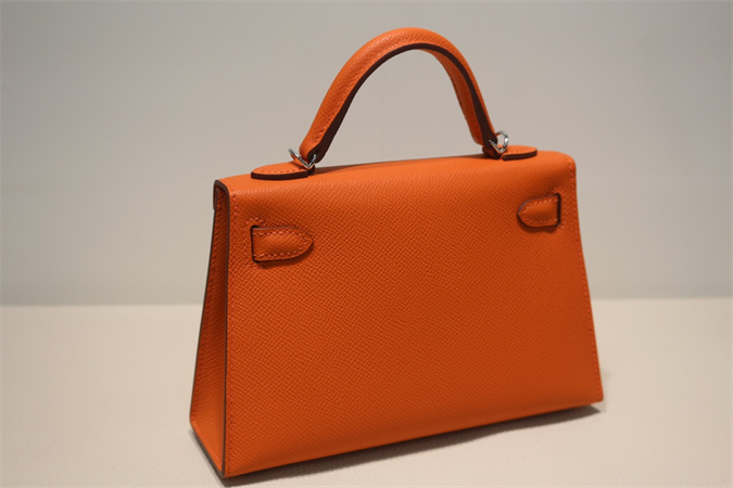 Kelly Mini II Bag Epsom Leather Gold/Silver Hardware In Orange Color HS