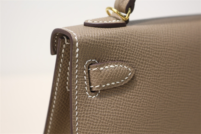 Kelly Mini II Bag Epsom Leather Gold/Silver Hardware In Etoupe Color HS