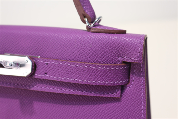 Kelly Mini II Bag Epsom Leather Gold/Silver Hardware In Anemone Color HS