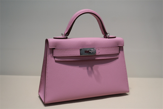 Kelly Mini II Bag Epsom Leather Gold/Silver Hardware In Mauve Syivestre Color HS