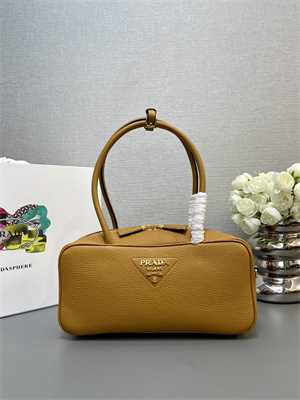 Prada Medium Grained leather top-handle bag Brown 1BB126