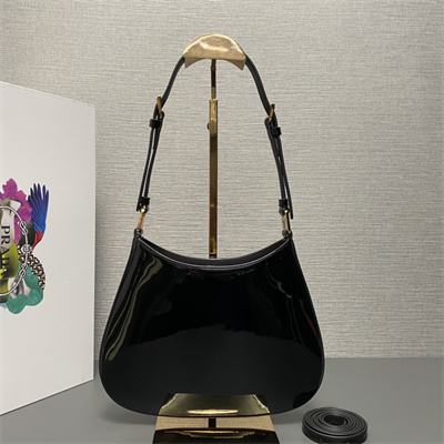 Prada Cleo Patent Leather Bag Black 1BC169