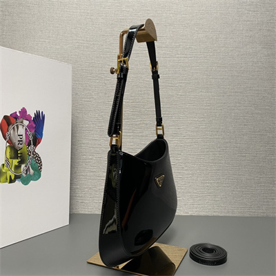 Prada Cleo Patent Leather Bag Black 1BC169