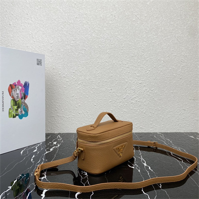 Prada Vanity Case Grained Leather Brown 1BH202