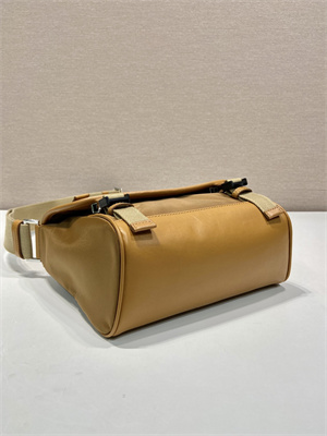 Prada Re-Nylon and leather shoulder bag Cork Beige 2VD066