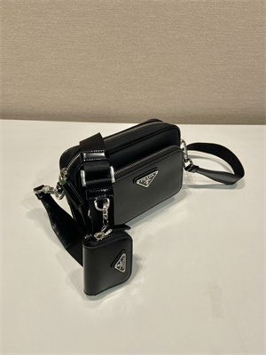 Prada Re-Nylon and Shinny leather shoulder bag Black 2VH172