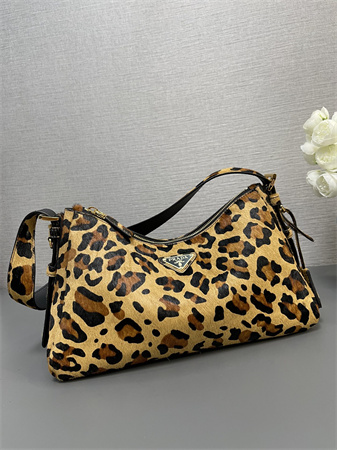 Prada Aimée Medium Leopard print horsehide shoulder bag 1BC229