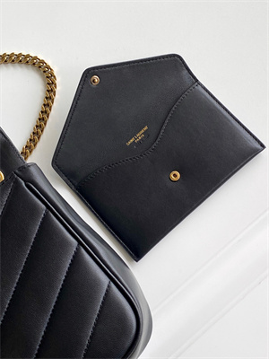 Y.S.L LOULOU Medium in MATELASSÉ lambskin Gold Tone Metal Black Color